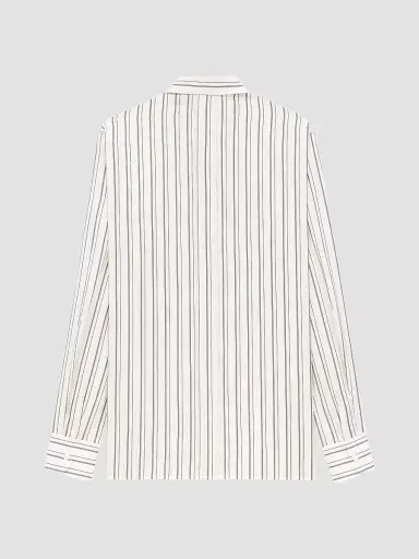 Saint Laurent Men's Shirt in Striped Silk - Craie Et Noir - Size 15.75 | Thumbnail 2 Saint Laurent Men's Shirt in Striped Silk - Craie Et Noir - Size 15.75 | Thumbnail 2