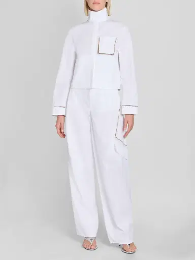Alaïa Women's Ladder Stitch Poplin Cotton Shirt | Thumbnail 2 Alaïa Women's Ladder Stitch Poplin Cotton Shirt | Thumbnail 2