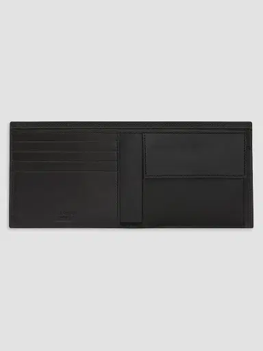 Saint Laurent Men's East-West Wallet with Coin Purse in Coated Bark Leather - Black | Thumbnail 2
