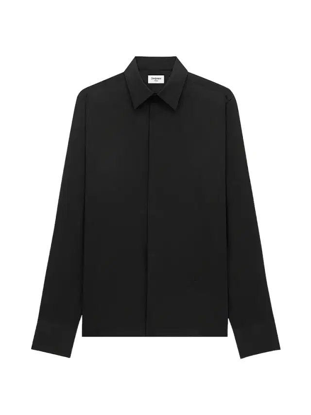 Saint Laurent Men's Cassandre Shirt in Cotton Voile - Noir