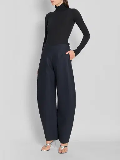 Alaïa Women's Wool Crepe Rounded-Leg Pants | Thumbnail 2 Alaïa Women's Wool Crepe Rounded-Leg Pants | Thumbnail 2