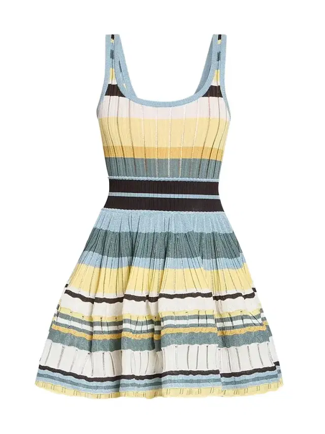 ALAIA Women's Crinoline Stripe Rib-Knit Mini Dress