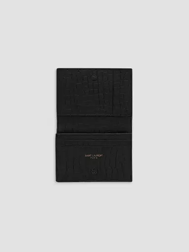 Saint Laurent Men's Cassandre Card Case in Crocodile-Embossed Leather | Thumbnail 2 Saint Laurent Men's Cassandre Card Case in Crocodile-Embossed Leather | Thumbnail 2