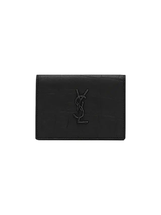 Saint Laurent Men's Cassandre Card Case in Crocodile-Embossed Leather - Black