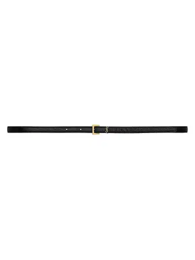 Saint Laurent Women's Cassandre Extra Thin Belt in Crocodile-Embossed Leather - Black - Size 40 | Thumbnail 1 Saint Laurent Women's Cassandre Extra Thin Belt in Crocodile-Embossed Leather - Black - Size 40 | Thumbnail 1