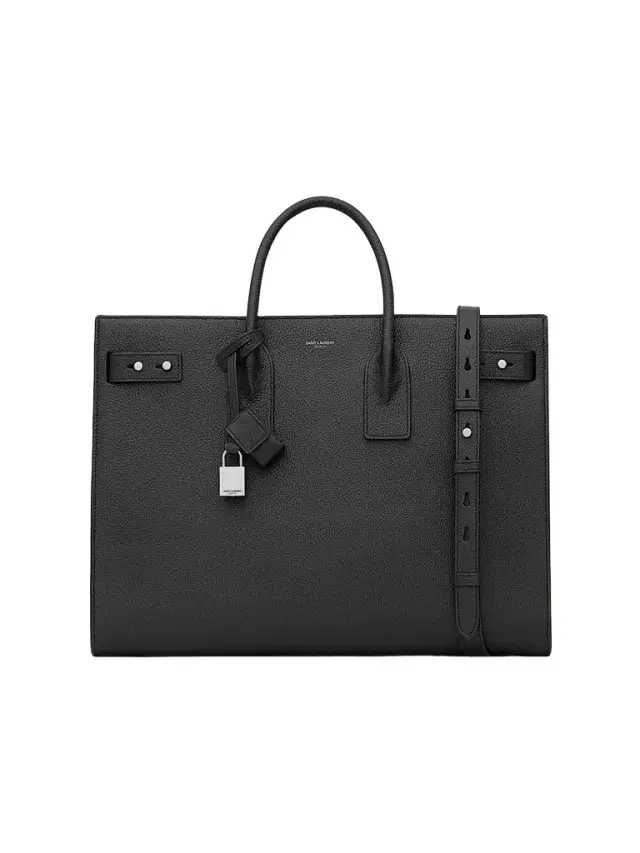 Saint Laurent Men's Sac De Jour Thin  in Grained Leather - Black