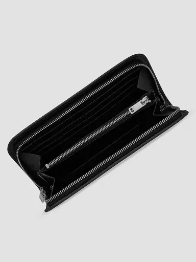 Saint Laurent Men's Zip Around Wallet in Grain De Poudre Embossed Leather - Black | Thumbnail 2
