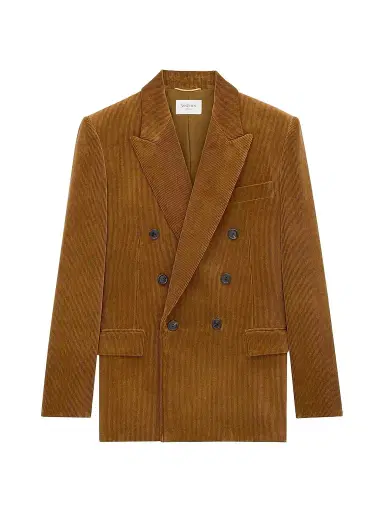 Saint Laurent Women's Double-Breasted Jacket in Corduroy - Cognac | Thumbnail 1