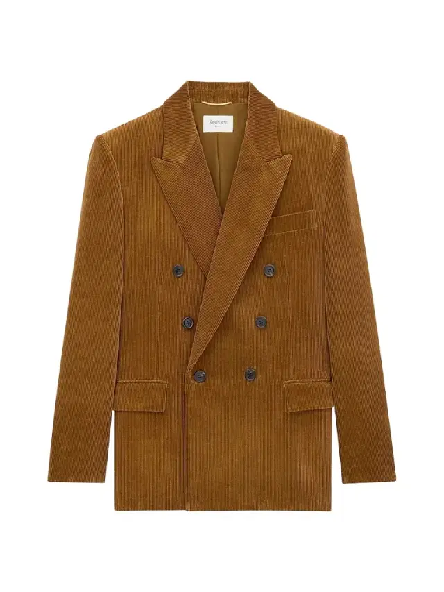 Women's Double-Breasted Jacket in Corduroy - Cognac