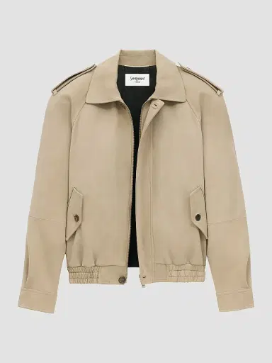 Saint Laurent Women's Bomber Jacket in Nubuck - Beige | Thumbnail 3 Saint Laurent Women's Bomber Jacket in Nubuck - Beige | Thumbnail 3