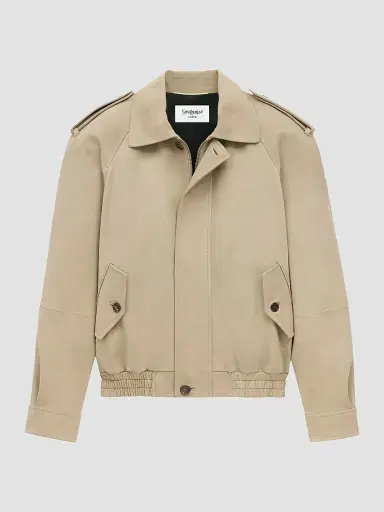 Saint Laurent Women's Bomber Jacket in Nubuck - Beige | Thumbnail 4 Saint Laurent Women's Bomber Jacket in Nubuck - Beige | Thumbnail 4