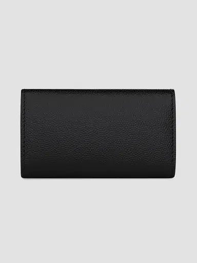 Saint Laurent Men's Slim Key Pouch in Grain De Poudre Leather - Black | Thumbnail 3