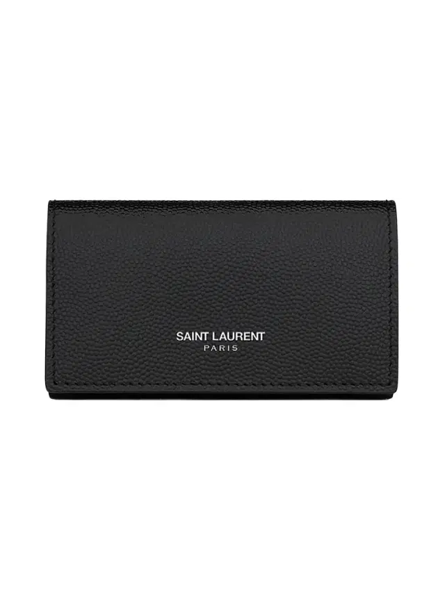 Saint Laurent Men's Slim Key Pouch in Grain De Poudre Leather - Black