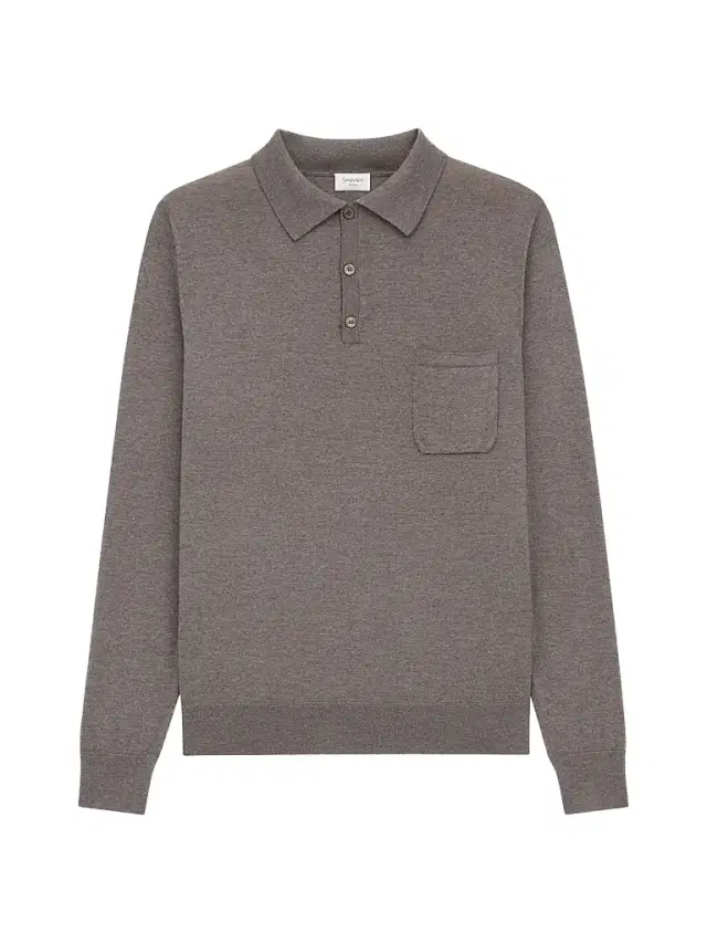 Men's Polo Shirt in Wool - Taupe Chine