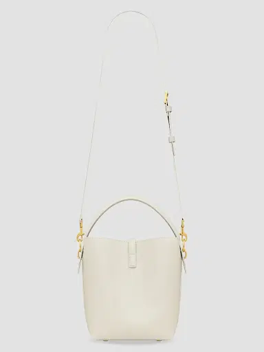 Saint Laurent Women's Le 37 Bucket Bag in Shiny Leather - White | Thumbnail 2