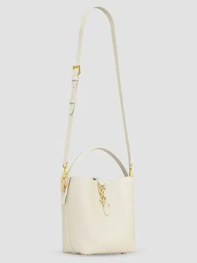 Saint Laurent Women's Le 37 Bucket Bag in Shiny Leather - White | Thumbnail 4