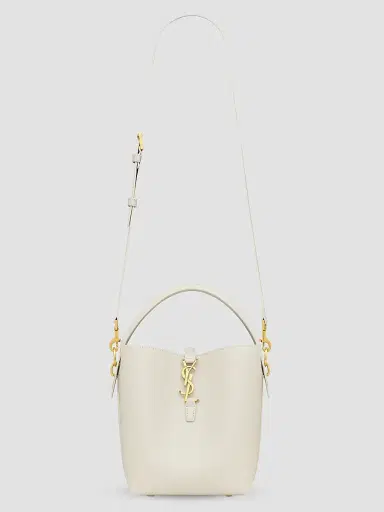 Saint Laurent Women's Le 37 Bucket Bag in Shiny Leather - White | Thumbnail 5