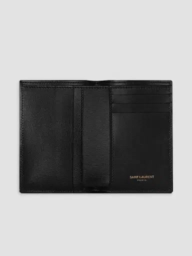 Saint Laurent Men's Tiny Cassandre Credit Card Wallet in Shiny Leather | Thumbnail 2 Saint Laurent Men's Tiny Cassandre Credit Card Wallet in Shiny Leather | Thumbnail 2