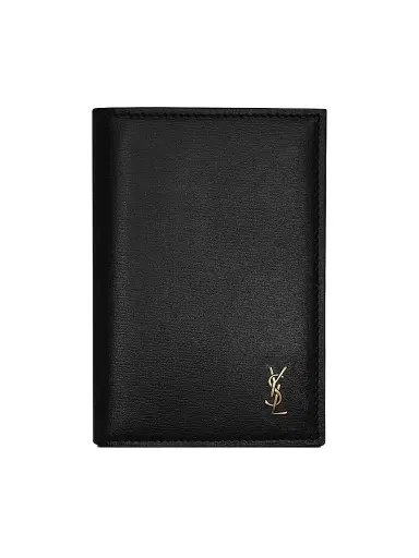 Saint Laurent Men's Tiny Cassandre Credit Card Wallet in Shiny Leather | Thumbnail 1 Saint Laurent Men's Tiny Cassandre Credit Card Wallet in Shiny Leather | Thumbnail 1