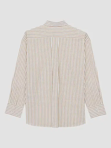 Saint Laurent Women's Cassandre Shirt in Striped Cotton Poplin - Craie Caramel - Size 6 | Thumbnail 2 Saint Laurent Women's Cassandre Shirt in Striped Cotton Poplin - Craie Caramel - Size 6 | Thumbnail 2