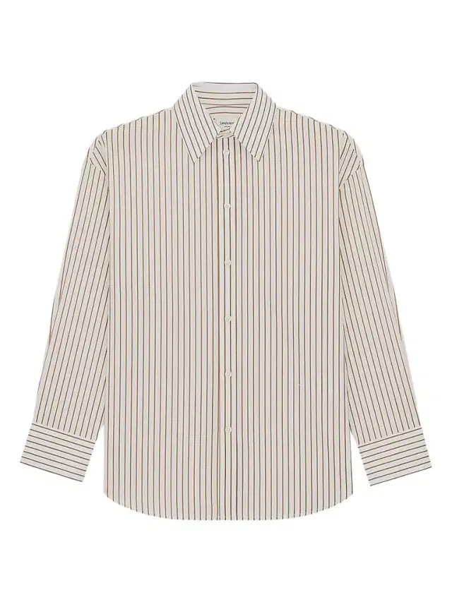 Women's Cassandre Shirt in Striped Cotton Poplin - Craie Caramel