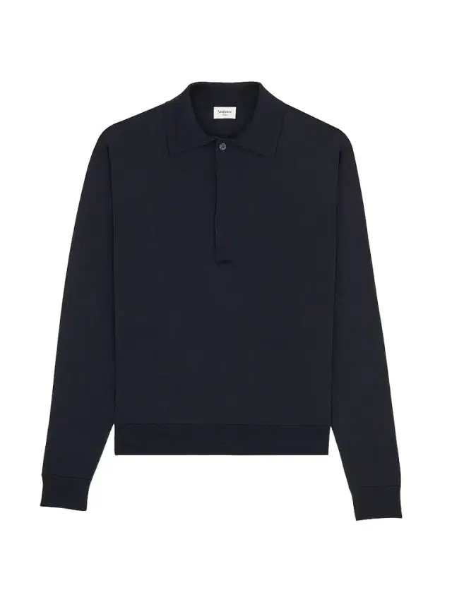 Saint Laurent Men's Polo Shirt in Silk and Cotton Knit - Bleu Nuit