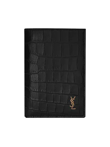 Saint Laurent Men's Tiny Cassandre Credit Card Wallet - Black | Thumbnail 1