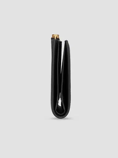 Saint Laurent Men's Tiny Cassandre Bi-Fold Wallet in Grained Leather - Black | Thumbnail 4