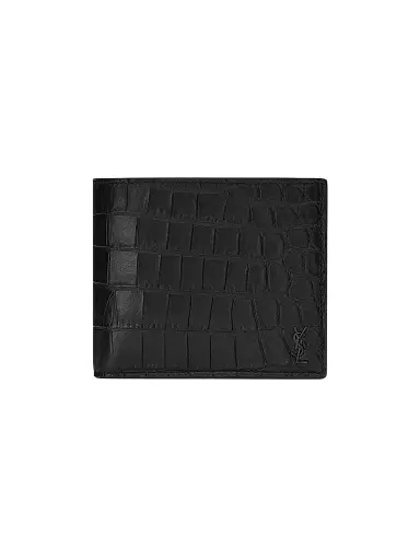 Saint Laurent Men's Tiny Cassandre East-West Wallet in Crocodile-Embossed Leather | Thumbnail 1 Saint Laurent Men's Tiny Cassandre East-West Wallet in Crocodile-Embossed Leather | Thumbnail 1