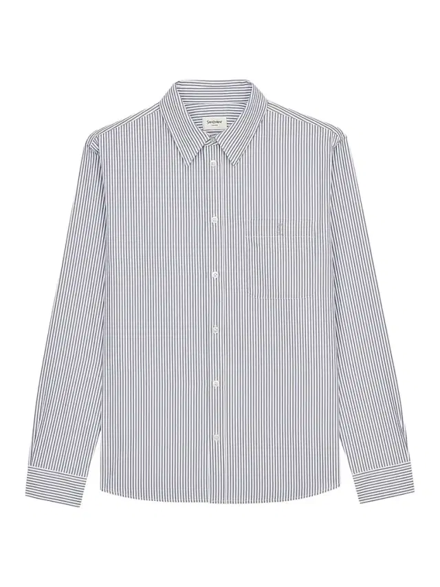 Women's Cassandre Shirt in Striped Cotton Poplin - Blanc Gris