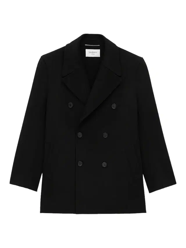 Men's Peacoat in Double-Face Felt - Black