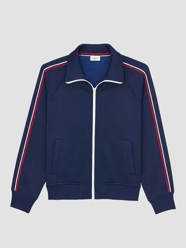 Saint Laurent Men's Track Jacket in Cotton and Nylon - Navy | Thumbnail 3