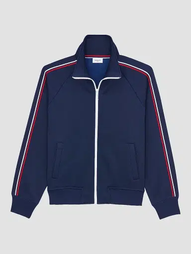 Saint Laurent Men's Track Jacket in Cotton and Nylon - Navy | Thumbnail 4