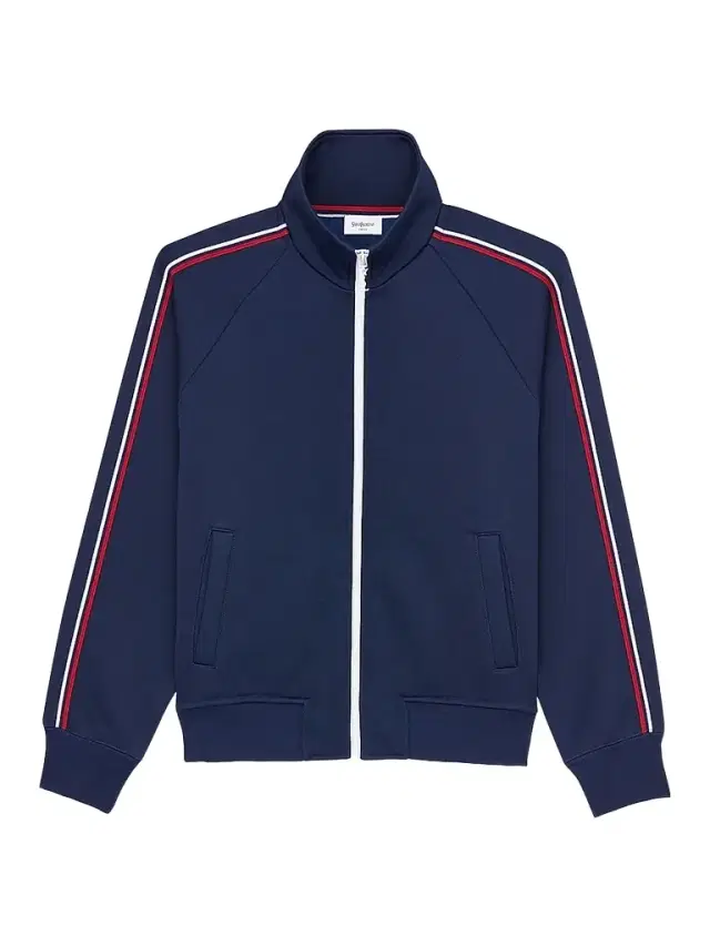 Men's Track Jacket in Cotton and Nylon - Navy