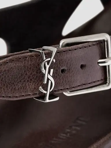 Saint Laurent Men's Helios Sandals in Grained Leather - Paris Brown - Size 9.5 | Thumbnail 4 Saint Laurent Men's Helios Sandals in Grained Leather - Paris Brown - Size 9.5 | Thumbnail 4