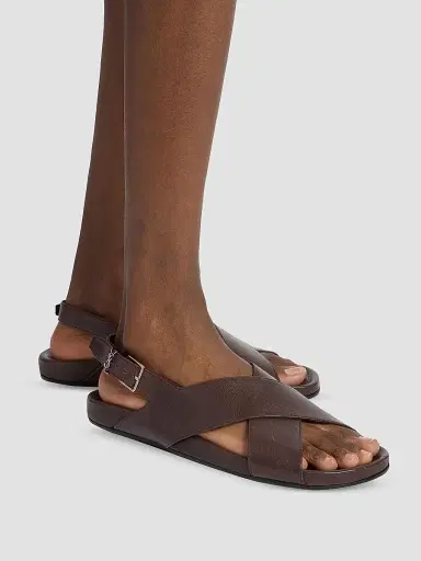 Saint Laurent Men's Helios Sandals in Grained Leather - Paris Brown - Size 9.5 | Thumbnail 5 Saint Laurent Men's Helios Sandals in Grained Leather - Paris Brown - Size 9.5 | Thumbnail 5
