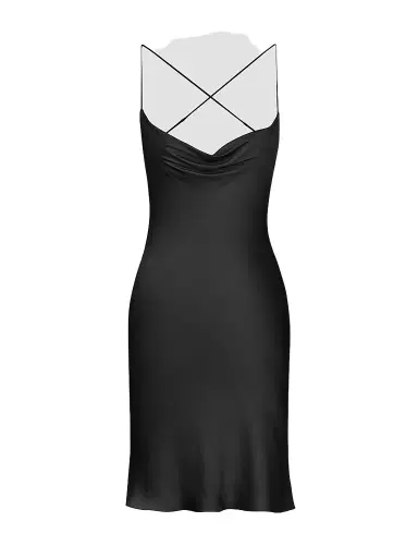 Saint Laurent Women's Backless Cowl Dress in Silk Satin - Noir - Size 6 | Thumbnail 1 Saint Laurent Women's Backless Cowl Dress in Silk Satin - Noir - Size 6 | Thumbnail 1