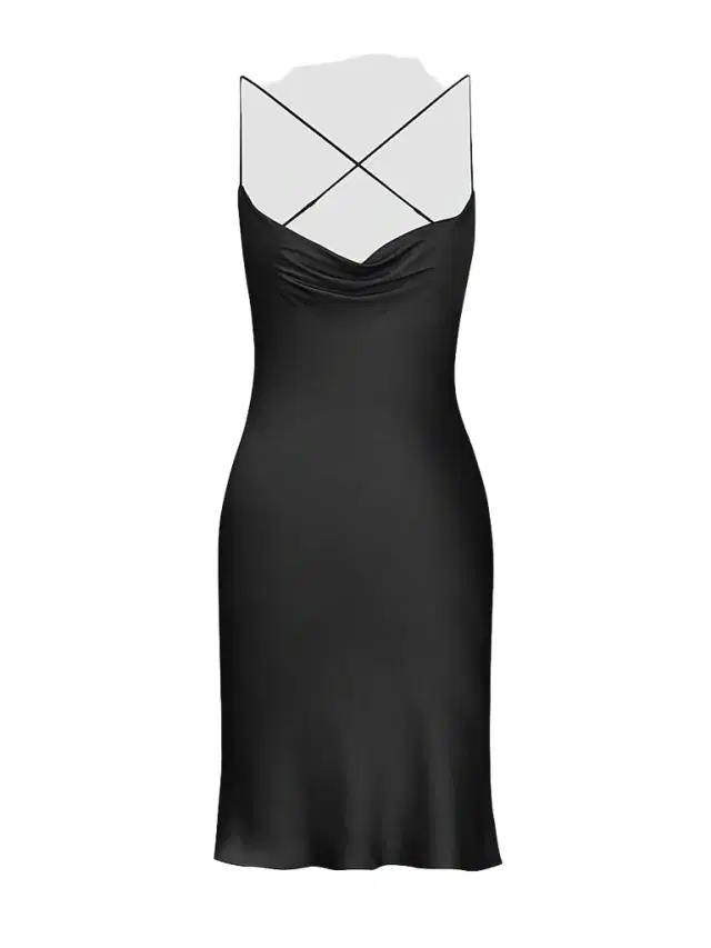 Saint Laurent Women's Backless Cowl Dress in Silk Satin - Noir