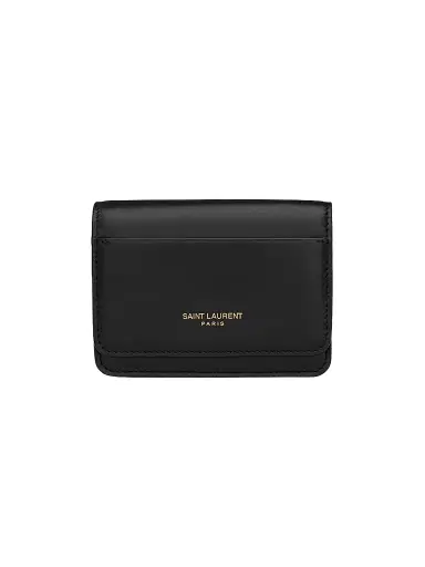 Saint Laurent Men's Business Card Case in Smooth Leather - Black | Thumbnail 1