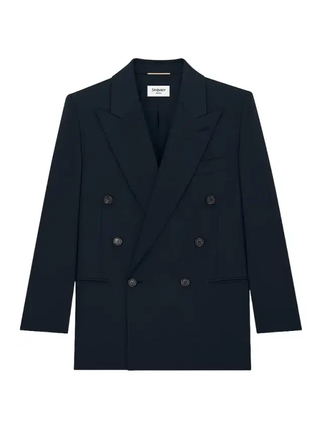 Women's Double-Breasted Short Jacket in Wool Gabardine - Dark Navy
