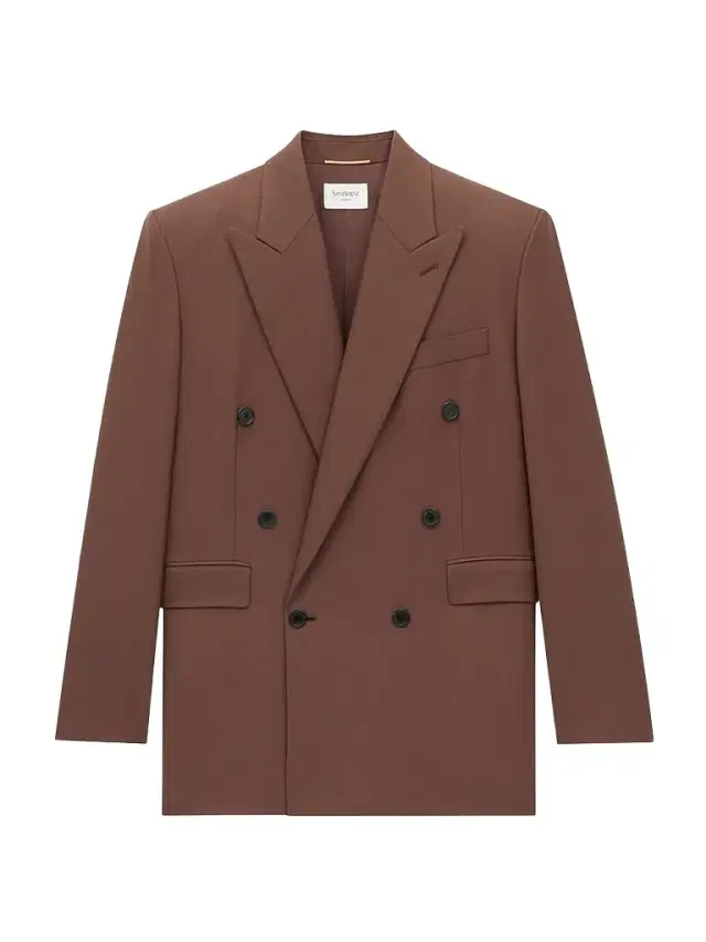 Saint Laurent Women's Double-Breasted Jacket in Wool Gabardine - Brun