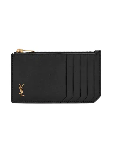 Saint Laurent Men's Tiny Cassandre Zipped Fragments Credit Card Case | Thumbnail 1