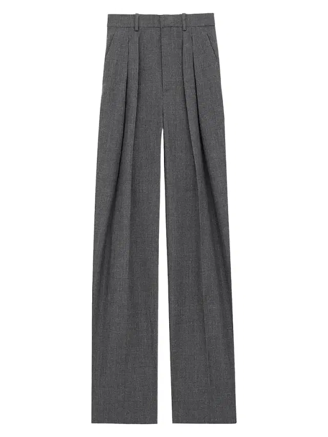 Women's Wide-Leg Pants in Wool - Gris Chine