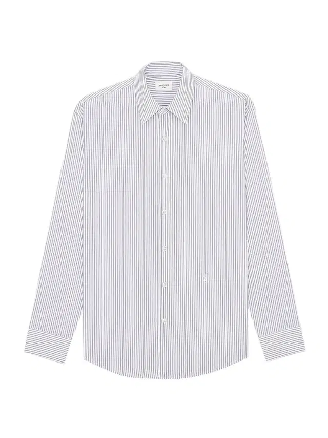 Men's Cassandre Shirt in Striped Cotton Poplin - Craie Noir