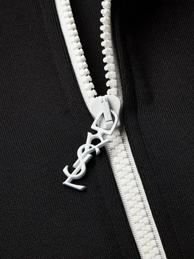Saint Laurent Men's Cassandre Track Jacket in Jersey - Noir | Thumbnail 6 Saint Laurent Men's Cassandre Track Jacket in Jersey - Noir | Thumbnail 6