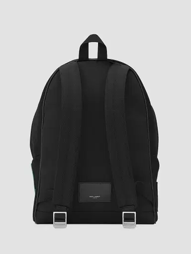 Saint Laurent Men's Embroidered City Backpack in Canvas - Black White | Thumbnail 2