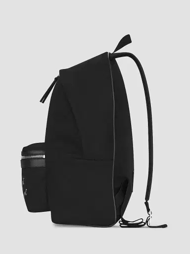 Saint Laurent Men's Embroidered City Backpack in Canvas - Black White | Thumbnail 4