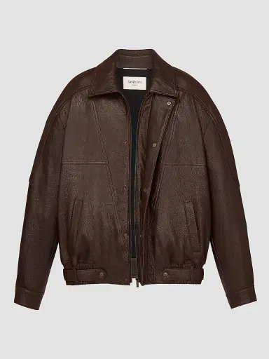 Saint Laurent Men's Jacket in Bubbled Lambskin - Brun Sepia | Thumbnail 3 Saint Laurent Men's Jacket in Bubbled Lambskin - Brun Sepia | Thumbnail 3