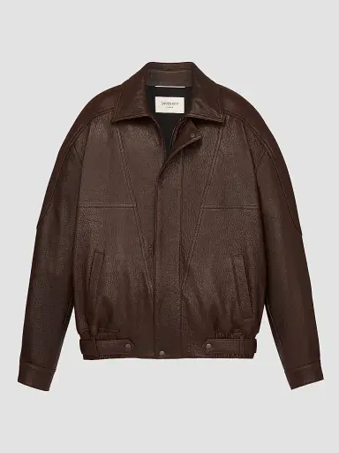 Saint Laurent Men's Jacket in Bubbled Lambskin - Brun Sepia | Thumbnail 4 Saint Laurent Men's Jacket in Bubbled Lambskin - Brun Sepia | Thumbnail 4