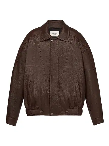 Saint Laurent Men's Jacket in Bubbled Lambskin - Brun Sepia | Thumbnail 1 Saint Laurent Men's Jacket in Bubbled Lambskin - Brun Sepia | Thumbnail 1